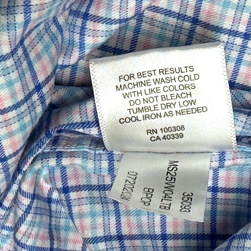 Peter Millar Plaid Button Down Shirt Large Blue Pink Long Sleeve Check - Picture 9 of 12